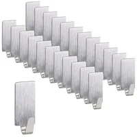 Relaxdays 48 x Klebehaken eckig silber