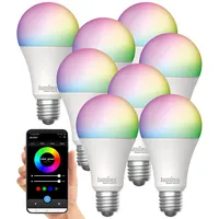 Luminea Home Control 8er-Set WLAN-LED-Lampen, E27, Matter-kompatibel, RGB, CCT,
