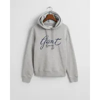 GANT Damen REG Script Hoodie Kapuzenpullover, Light Grey Melange,