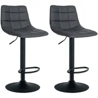 CLP 2er Set Barhocker Jerry Kunstleder grau/schwarz