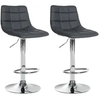 CLP 2er Set Barhocker Jerry Kunstleder grau/chrom