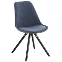 CLP Pegleg Stoff Rund mit Sitzpolster und runden Holzbeinen,blau