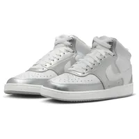 Nike Damen NikeCourt Vision Mid Sneaker, White/Metallic Silver, 42.5