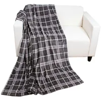 Mojawo Flanell Kuscheldecke Karo 150x200cm-M995469-Grau