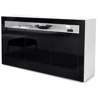 Vladon Sideboard Schwarz Hochglanz Holzwerkstoff, 155x92x40 cm, Wohnzimmer, Kommoden,