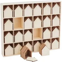 VBS Adventskalender-Häuser, 24 Stück, DIY Bastelset, Weihnachtsdekoration - Beige