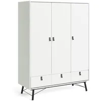 VCM Rye Kleiderschrank 3 Türen, 3 Schubladen mattweiss.