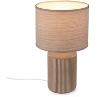 Brilo Tischleuchte Ino Keramikfuß Kabelschalter Braun Ø 22 cm