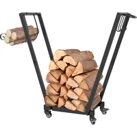 Outsunny Kaminholzregal mit Rollen 79 x 30 x 81