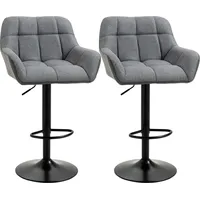 Homcom Barhocker 2er-Set Tresenhocker 93-114 cm, Höhenverstellbar 360° Drehstuhl