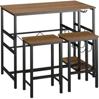 Homcom Bartisch-Set, Stehtisch mit 2 Barhockern 3-teiliges Tischset mit