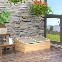 Outsunny Gewächshaus Holz Frühbeetkasten Treibhaus Garten Pflanzkasten-System, 100x50x35 cm,