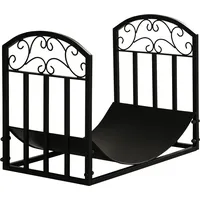 Outsunny Kaminholzregal Kaminholzständer 60 kg belastbar Feuerholzablage Metall Schwarz