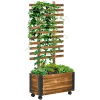 Outsunny Hochbeet mit Rankgitter, Spalier Pflanzkübel Blumenkasten Holz, Gemüsebeet