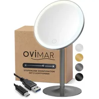 Ovimar Kosmetikspiegel Larstind Gunmetal | mit Beleuchtung | wiederaufladbar