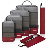 Prezon Komprimierbaren Packwürfeln mit Reiseschuhtasche und Wäschesack, Erweiterbarer Koffer-Organizer,