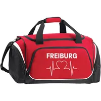 Multifanshop Sporttasche - Freiburg - Herzschlag - Druck weiß