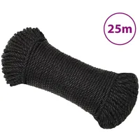 VidaXL Arbeitsseil Schwarz 3 mm 25 m Polypropylen