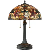 Elstead Lighting Tischlampe Beistelllampe Wohnzimmerlampe Tiffany-Glas Metall Bronze H