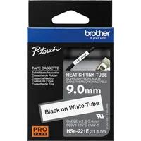 Brother P-Touch Schrumpfschlauch HSe-221E schwarz auf weiß 9mm x
