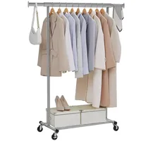 Songmics Rollgarderobe grau Metall 92,0 - 132,0 x 160,0