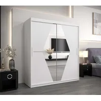 Abiks möbel MÖBEL Kryspol Schwebetürenschrank Weiß, Kunststoff, Nachbildung, 9