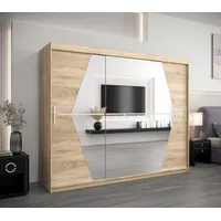 Abiks möbel MÖBEL Kryspol Schwebetürenschrank Sonoma Eiche, Kunststoff, Nachbildung,