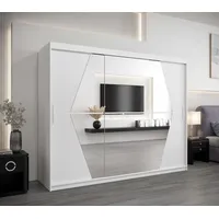 Abiks möbel MÖBEL Kryspol Schwebetürenschrank Weiß, Kunststoff, Nachbildung, 9
