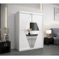 Abiks möbel MÖBEL Kryspol Schwebetürenschrank, Weiß, Kunststoff, Nachbildung, 5