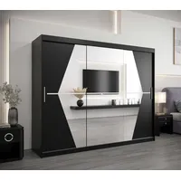 Abiks möbel MÖBEL Kryspol Schwebetürenschrank Schwarz, Kunststoff, Nachbildung, 9