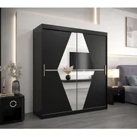 Abiks möbel MÖBEL Kryspol Schwebetürenschrank Schwarz, Kunststoff, Nachbildung, 9