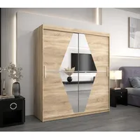 Abiks möbel MÖBEL Kryspol Schwebetürenschrank Sonoma Eiche, Kunststoff, Nachbildung,