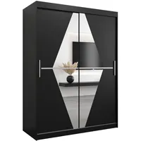Abiks möbel MÖBEL Kryspol Schwebetürenschrank Schwarz, Kunststoff, Nachbildung, 5