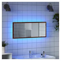 VidaXL LED-Badspiegel Braun Eichen-Optik 100x8,5x37 cm Holzwerkstoff
