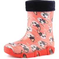 Ladeheid Kinder Mädchen Jungen Gummistiefel gefüttert Swk (Pink Hunde,