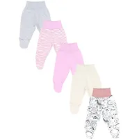 TupTam Baby Strampelhose Jungen Mädchen Hose mit Fuß 5er