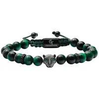 GT Collection Leopard Head Armband Edelstahl grün Einheitsgröße