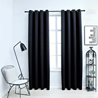 VidaXL Verdunkelungsvorhänge mit Metallösen 2 Stk. Schwarz 140x175 cm