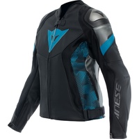 Dainese Avro 5 Lederjacke - Schwarz/Türkis/Dunkelgrau / 50