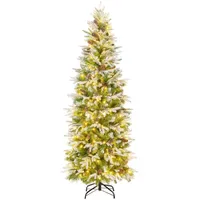 Costway Bleistift Weihnachtsbaum Grün/Weiß 190 cm