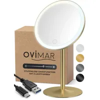 Ovimar Kosmetikspiegel Saltum Gold | mit Beleuchtung | wiederaufladbar