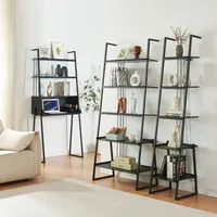 [en.casa] Möbelset ‘Storfjord’ 3-tlg. 1x Schreibtisch, 2x Leiterregal Metall