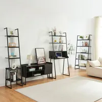 [en.casa] Möbelset Storfjord 4-tlg. 1xSchreibtisch, 2xRegal, 1xTV Schrank