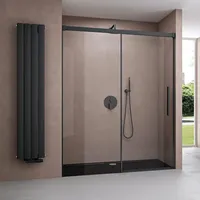 Doporro Duschtür Nischentür dusche Duschabtrennung Duschkabine 140x195cm Duschwand schwarz