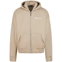 Dropsize Super Heavy Oversize Blank Zip Hoodie in Beige,