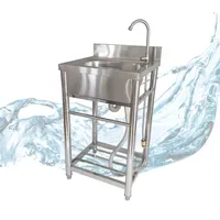 Lemodo Spültisch freistehend, Wasserhahn mit Gartenschlauch-Anschluss, Spülbecken, Größe M