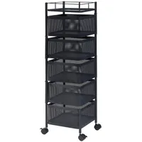 [en.casa] Rollwagen Sunndal mit 5 Ebenen 94,5x27x27cm Schwarz