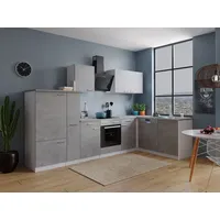Respekta L-Küchenblock Malia mit E-Geräten 310 cm Beton Fronten