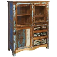 Massivmoebel24 - Highboard Altholz 106x45x136 mehrfarbig lackiert NATURE of