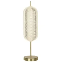 Licht-Erlebnisse Tischlampe WADEPOOL Dimmbar Messing Klar Metall Kunststoff 17W